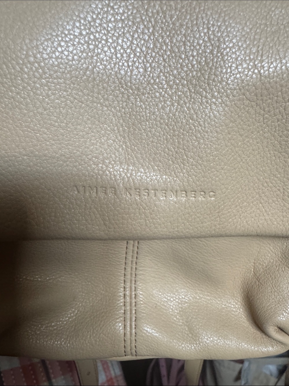 Aimee Kestenberg Cream Pebbled Leather Shoulder Bag